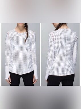 Lululemon Athletica Runbeam Polka Dot Long Sleeve Active Top Size 6